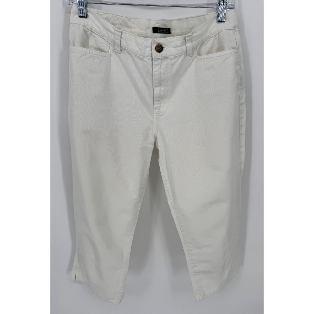 Lauren Ralph Lauren Womens Classic Mid Calf  White Capri Pants